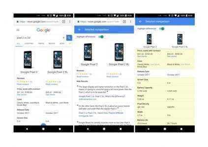 В поиске Google появилась функция сравнения технических характеристик устройств